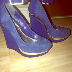 Blue Suede Wedges by Two Lips
